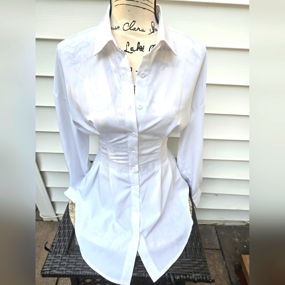 White Fitted Body Blouse or Dress